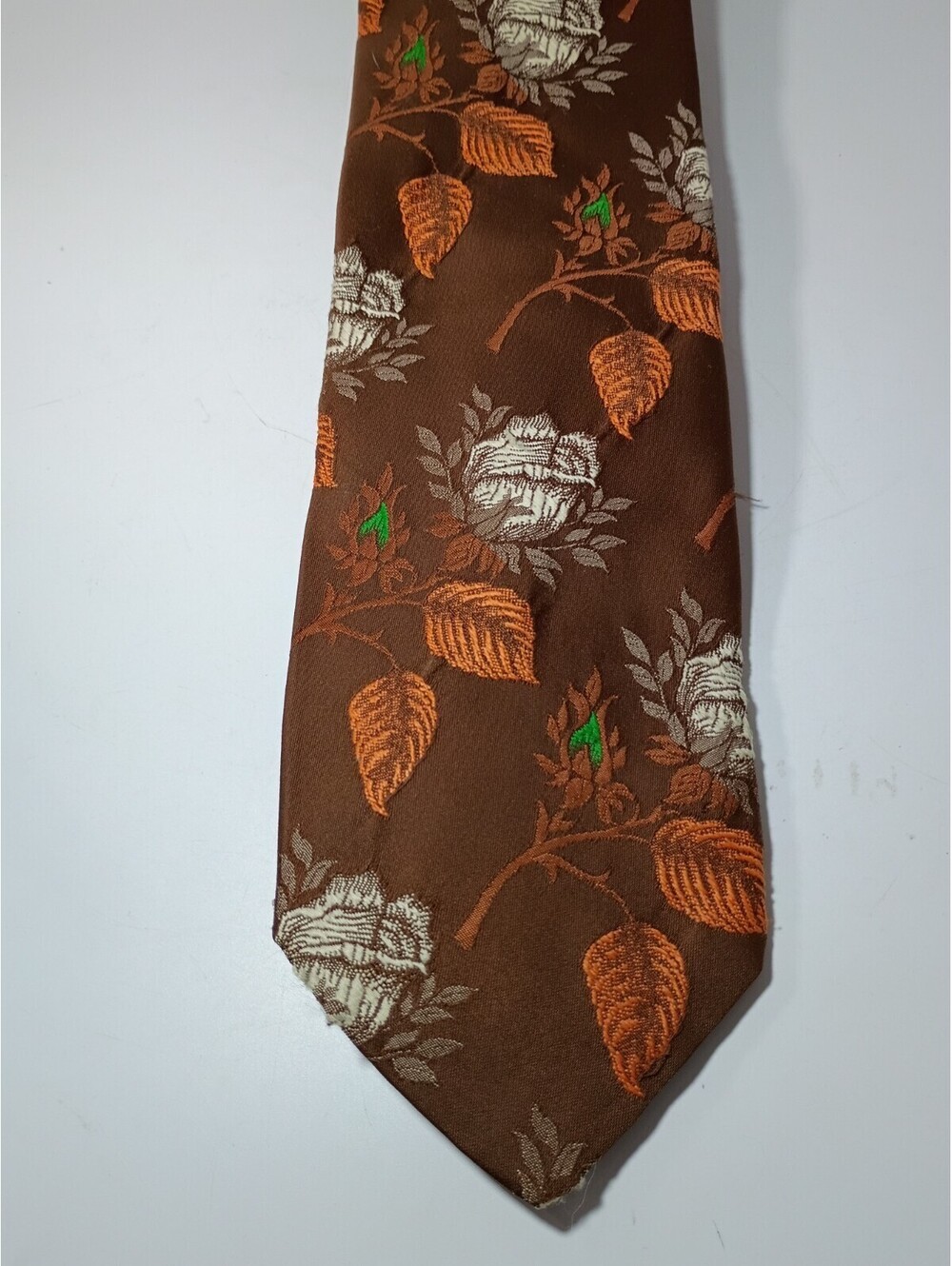 Vintage Autumn Leaves Men's Polyester Neck Tie JC Penney Copper Brown Rust